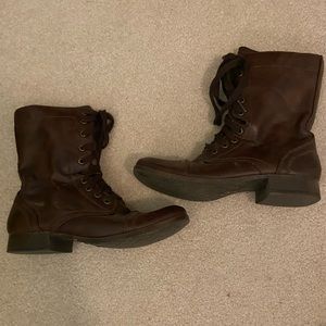 Brown combat boots